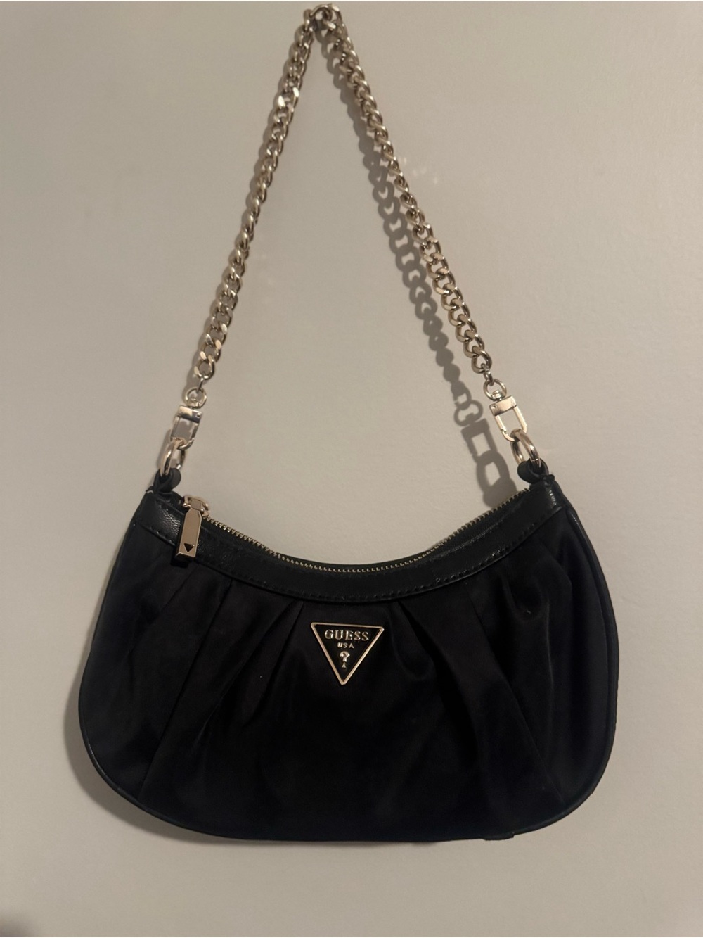 Guess Black Shoulder Bag with Gold Chain Strap